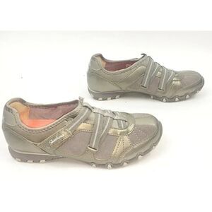 Skechers Biker Rock Steady Athletic Shoes Women 8 Grey Hook Loop Fasten Slip On